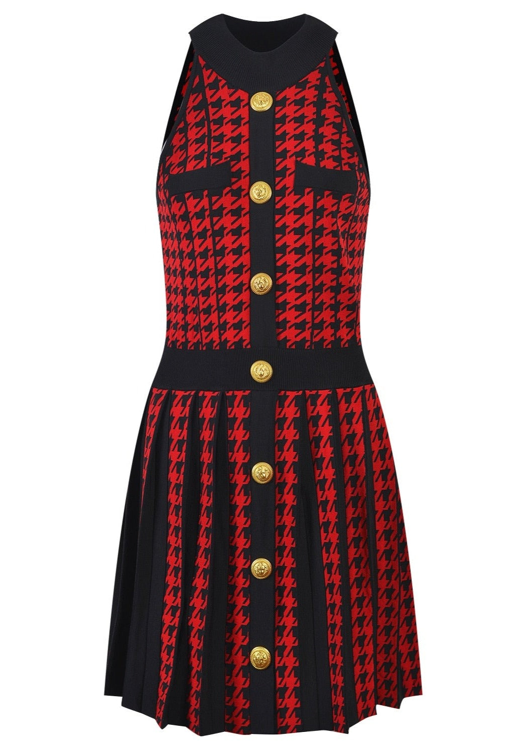 Houndstooth Pattern Knit Dress