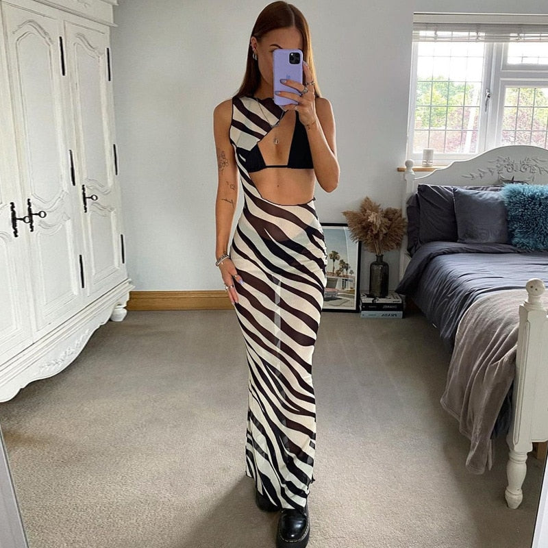 Maxi Dress with Zebra Pattern