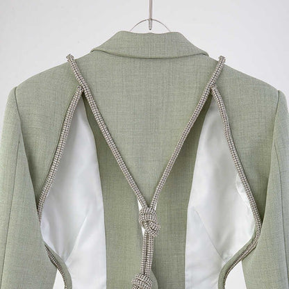 Green Backless Diamond Blazer