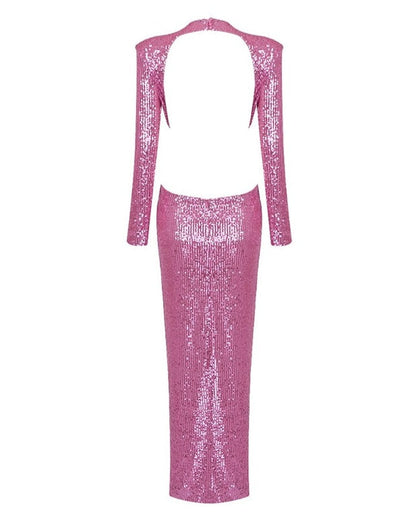 Pink Sequin Long Dress