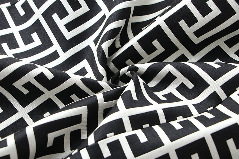 Black-White Pattern Trench Coat
