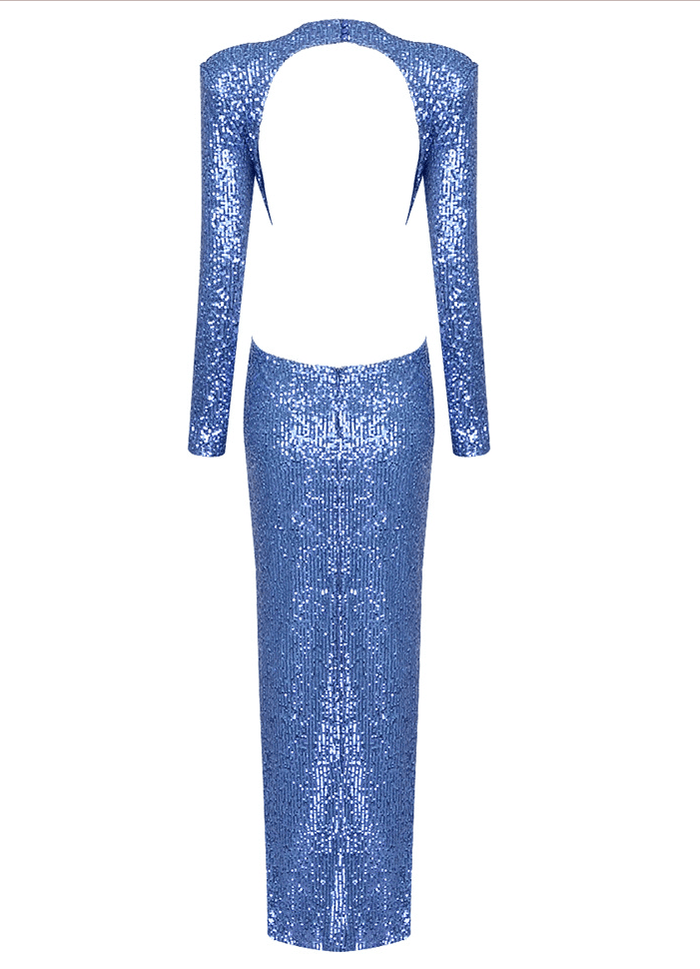 Blue Sequin Long Dress