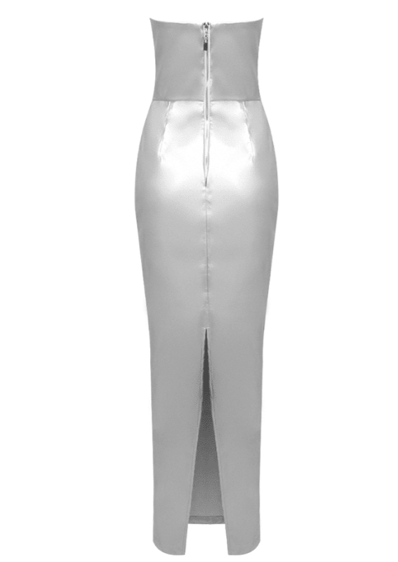 Silver Leather Maxi Dress