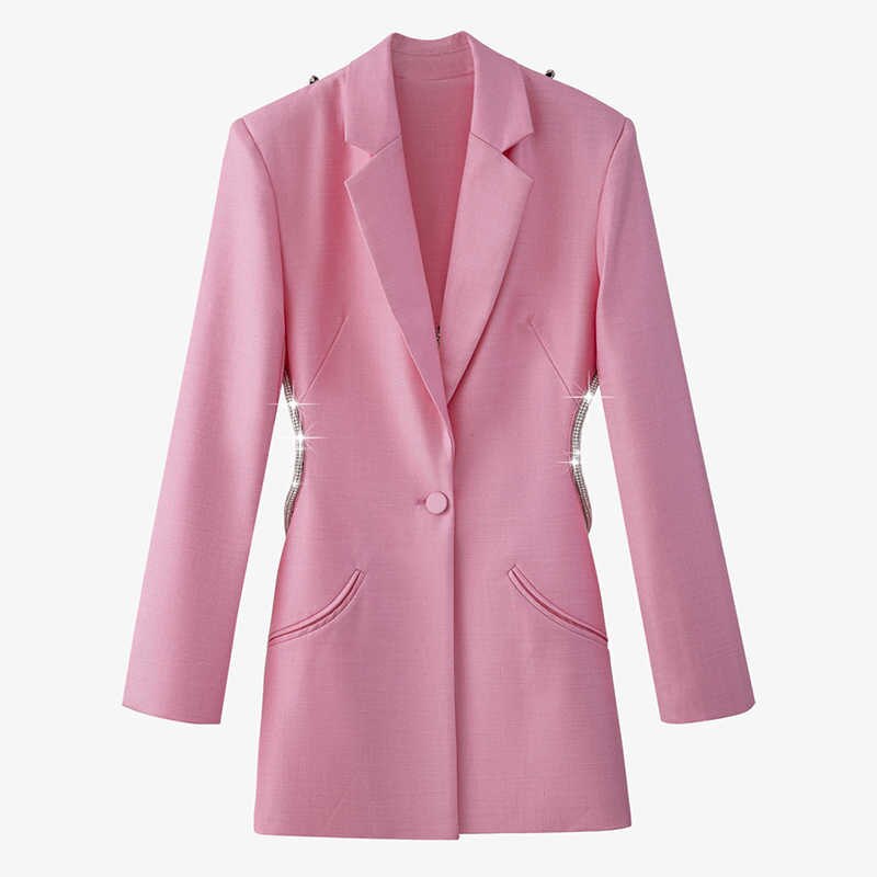 Pink Backless Diamond Blazer