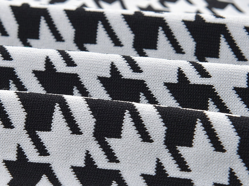 Houndstooth Pattern Knit Dress