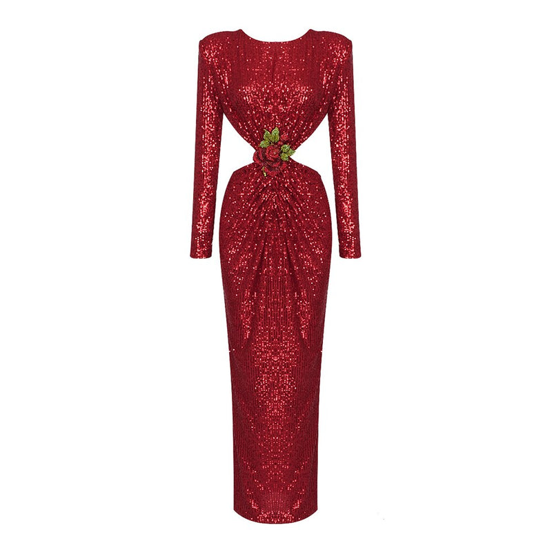 Red Sequin Long Dress