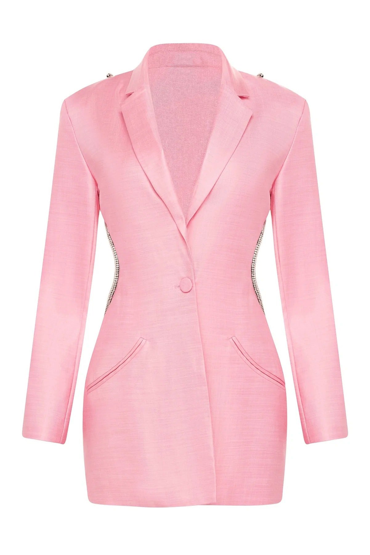 Pink Backless Diamond Blazer