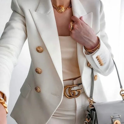 White Double Breasted Blazer