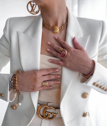 White Double Breasted Blazer