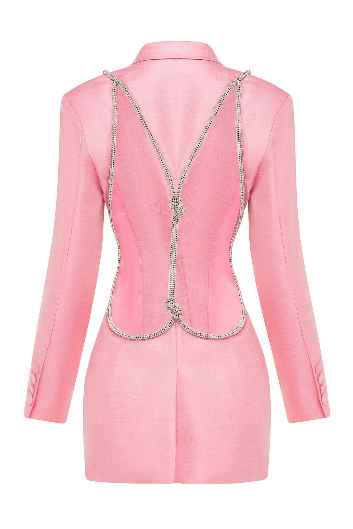 Pink Backless Diamond Blazer