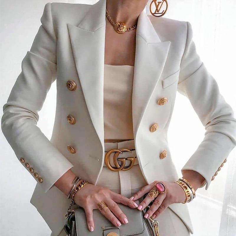 White Double Breasted Blazer