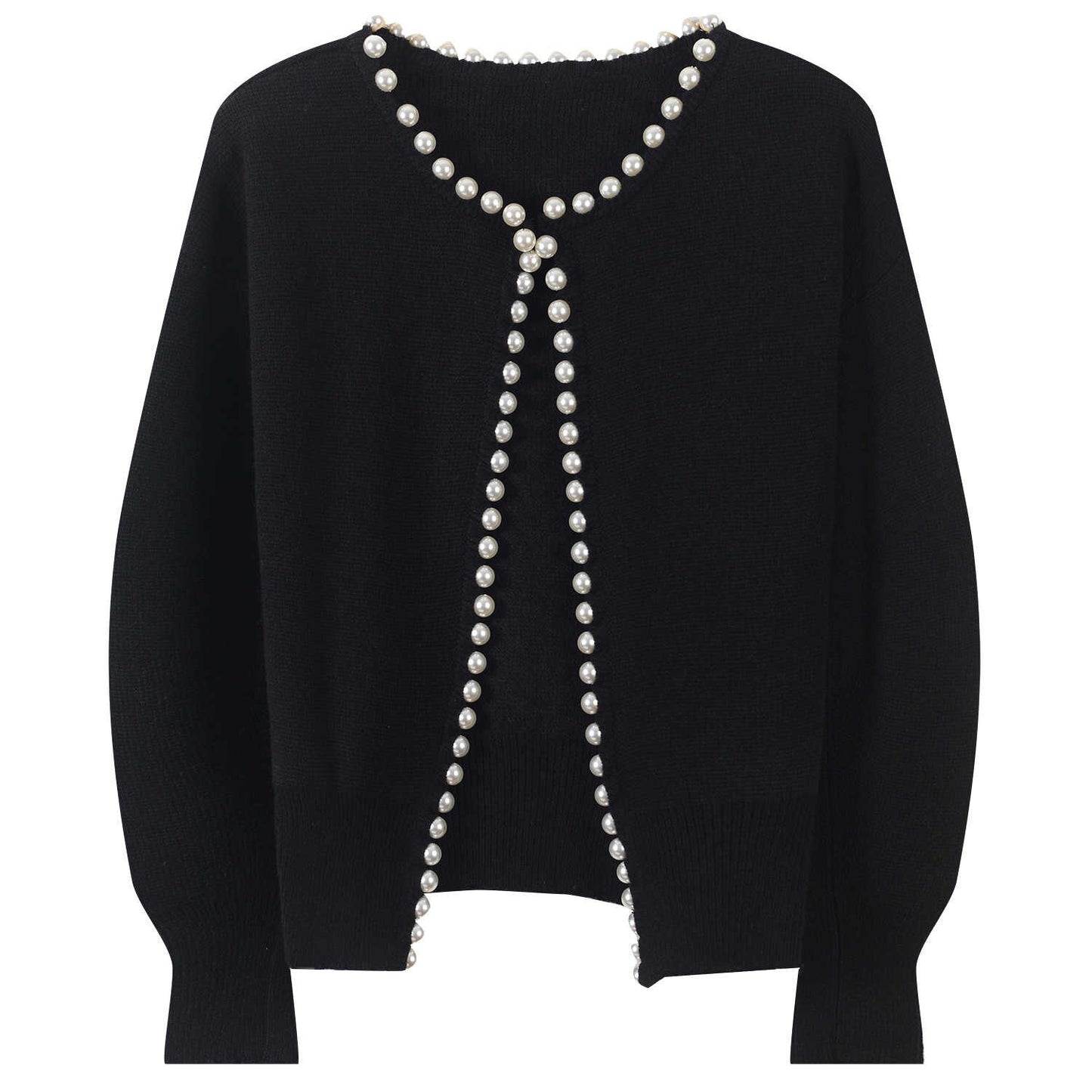 Pearl Neckline Open Cardigan